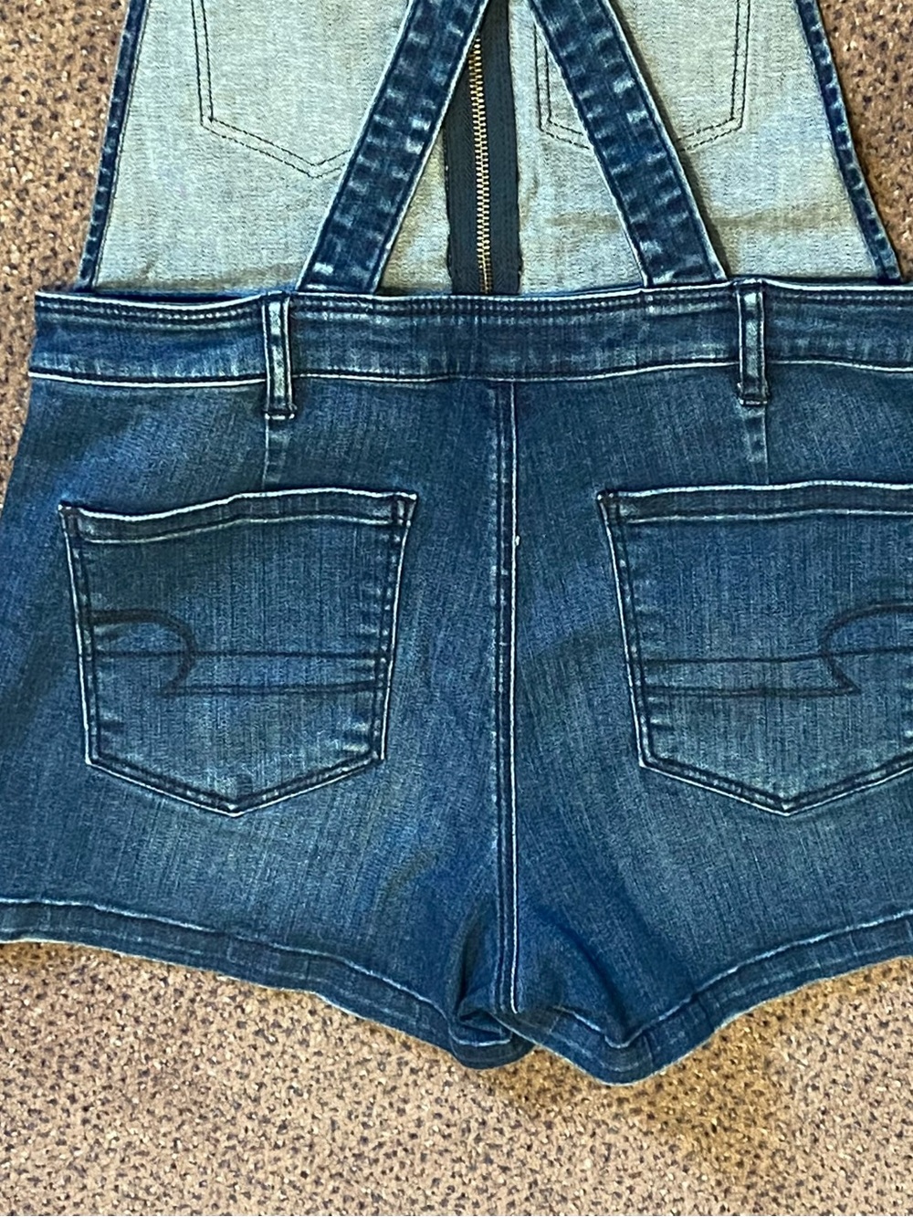 American Eagle Outfitters Blue Denim Short Overalls - Picture 6 of 8